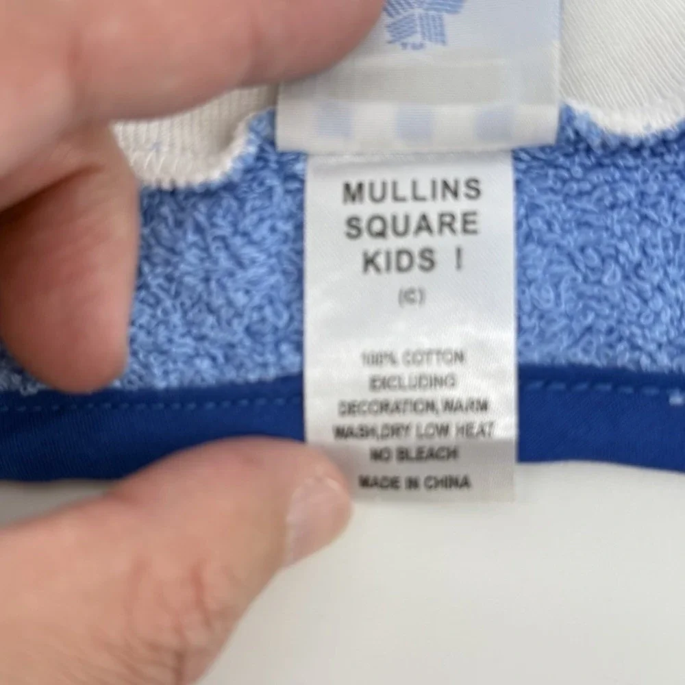 Vintage Mullins Square Kids Pony Bib Blue Cotton Terry 3D Donkey Bandana NWT